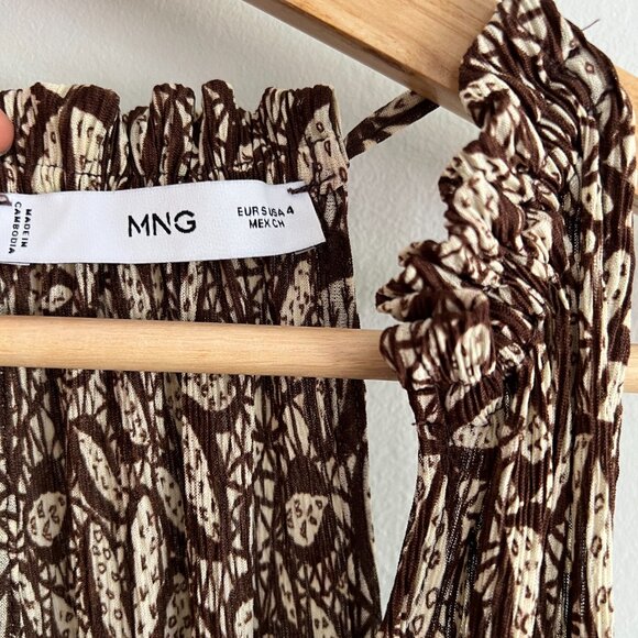 Mango Halter-Neck Midi Dress, brown/cream, S S (4) - Picture 9 of 13